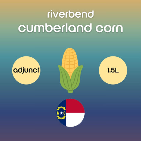 Riverbend Cumberland Corn branding with corn illustration and North Carolina flag on a gradient background