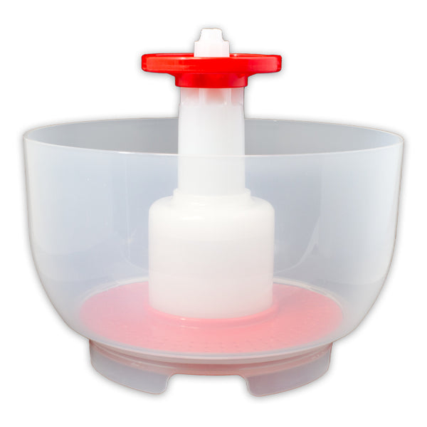 Vintage Shop Monster Cleaner bottle sanitizer injector with translucent basin and red adapter on the spray stem