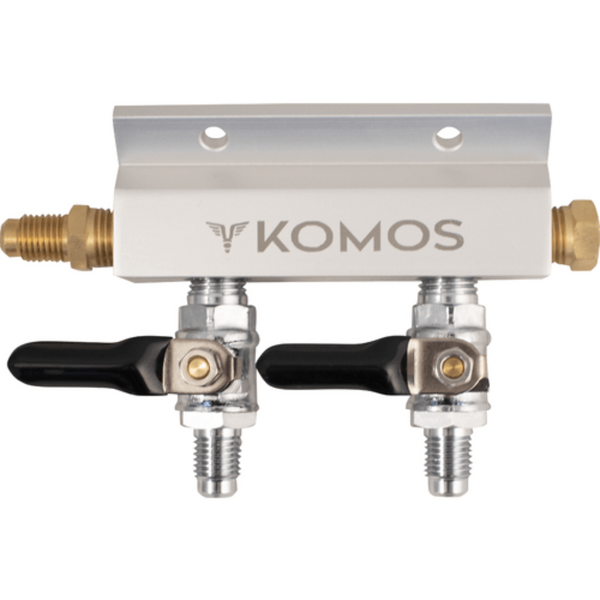 KOMOS 1/4" Flare Aluminum 2-way Gas Manifold 
