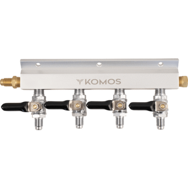 KOMOS 1/4" Flare 4-Way Aluminum Gas Manifold